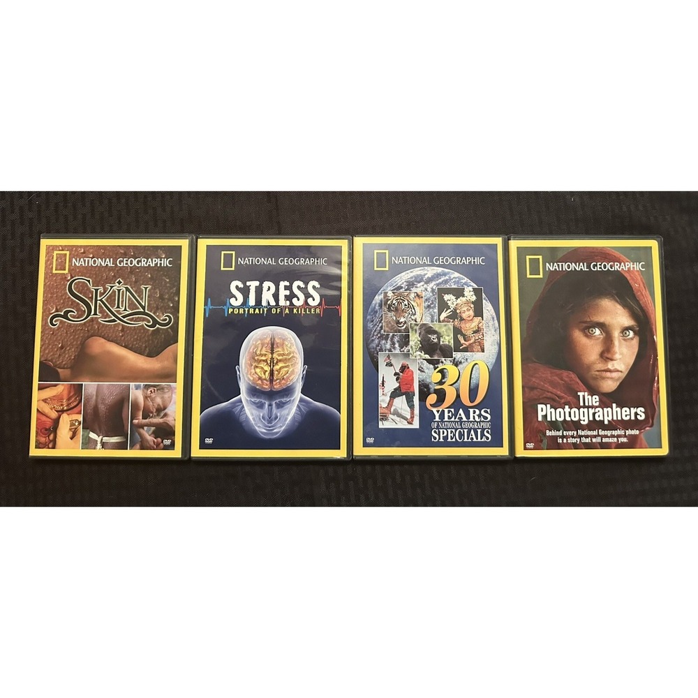 National Geographic-Lot of 4 DVDs, Skin, Stress, 30 Years National Geo Specials‎